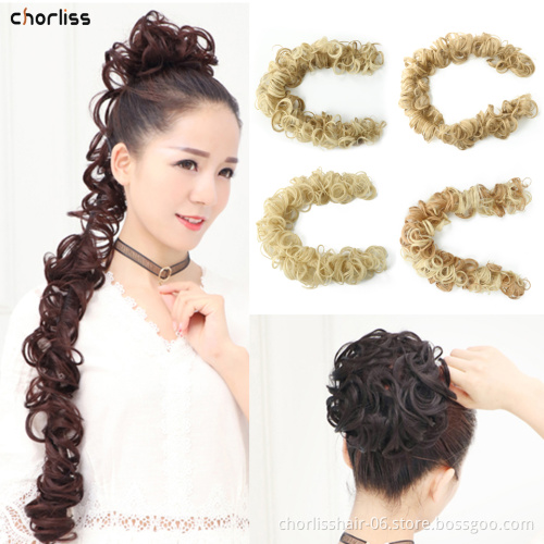 Cheap Buns Chignon Synthetic Ponytail Extensions Elastic Curly Scrunchie Messy Wavy Wrap Synthetic Flexible Hair For Women Party